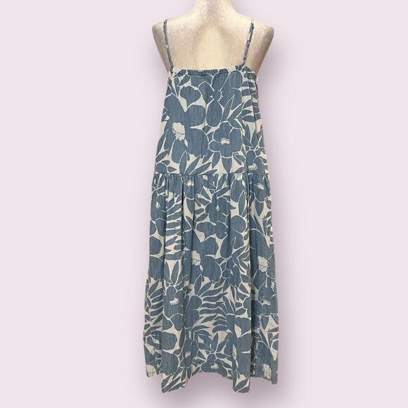 NWOT Gap Women's Maxi Dress Blue Denim Pullover Pockets Size Small - Picture 2 of 7